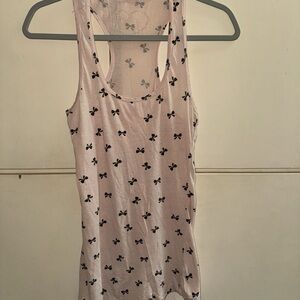 Pink Tank Top with Black Bow Print size small